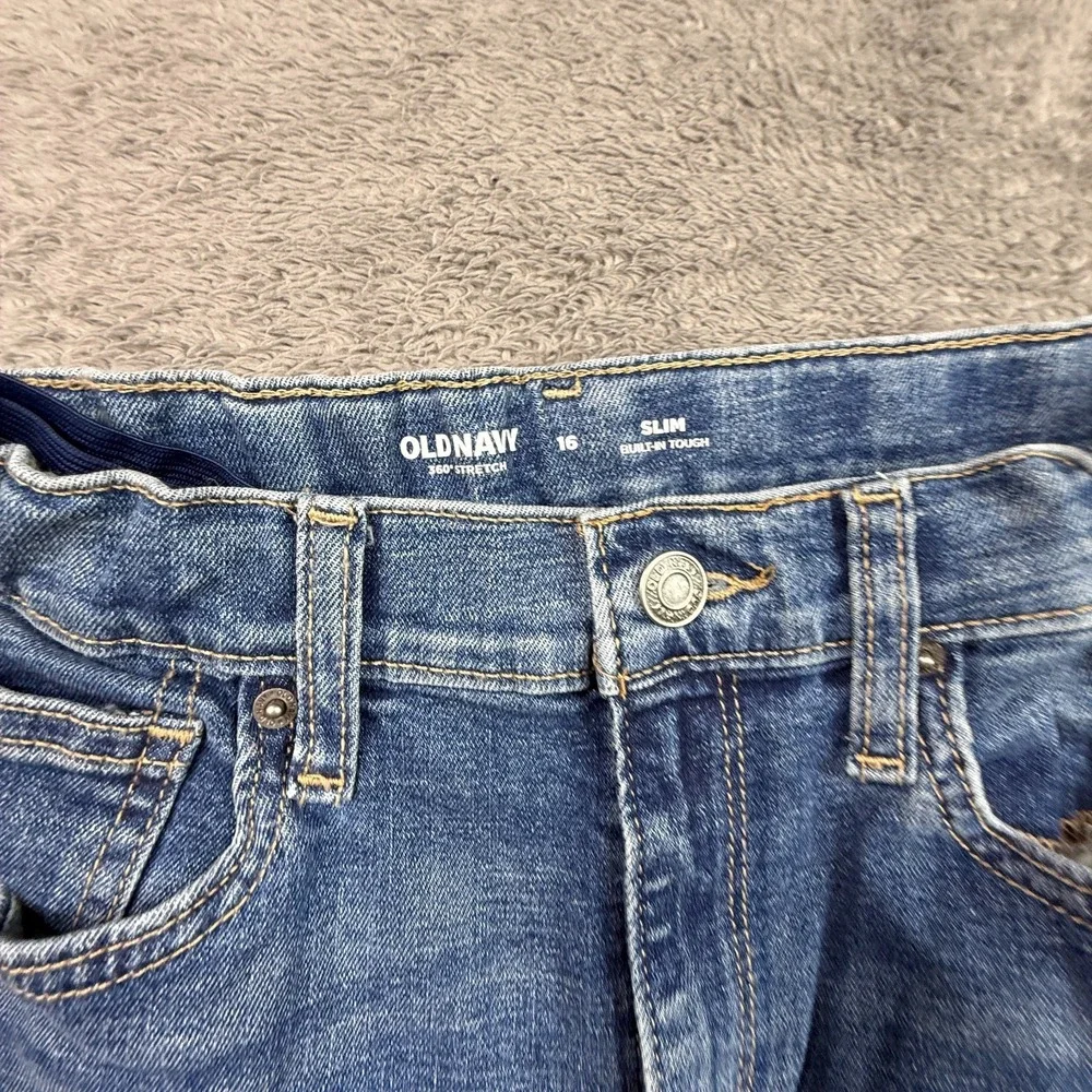 Old Navy Boys 360 Stretch Slim Jeans NWT Size 16 24x30 Medium Wash Denim